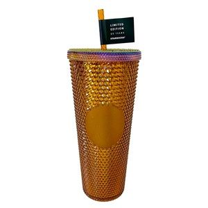 Starbucks Limited Edition 50th Anniversary Gold Studded Cold Cup Tumbler 24oz